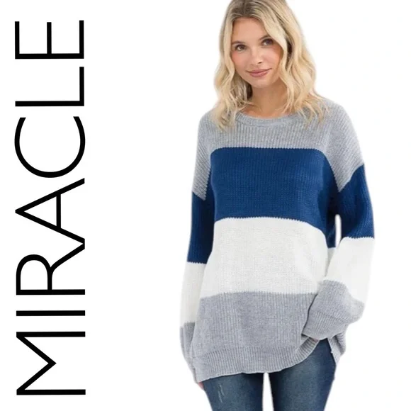 0240: MIRACLE NWT SWEATER BLUE GRAY (R1) - Picture 1 of 1